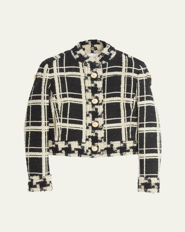 Tweed Check Cropped Jacket